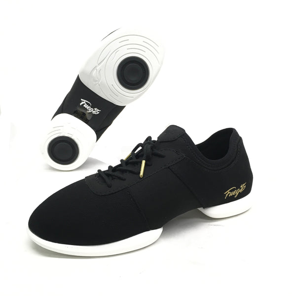 Fuego: Split Sole Dance Sneaker Black on White MED Flat