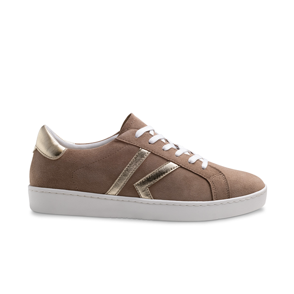 Werner Kern: Kronos: Brown Suede & Gold Leather | Flat | Rubber