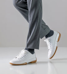 Anna Kern: Argo Dance Sneaker | White Canvas | 0.3" Tan Rubber Split Sole