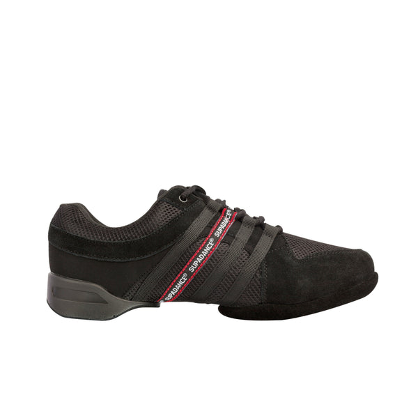 Supadance: Unisex Dance Sneaker S8810 | Black Suede/Mesh with RED