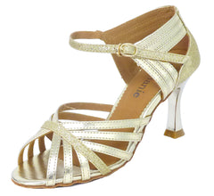 STEPHANIE: Sophia: Golden Sparkle | 2.5" Metallic Flare | MED
