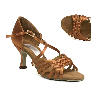 Aida: Rosebud RT 2.5" Flare | Tan Satin | MED (Fits Med/Narrow)