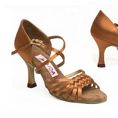 Aida: Rosebud RT 3.0" Flare | Tan Satin | MED (Fits Med/Narrow)