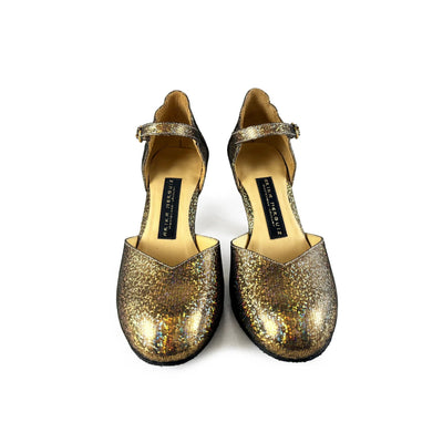 AN: Corista Loca Fresca: Antique Gold Shimmer | 3.0" Torrito | MED PLUS | Suede Sole | Limited Edition