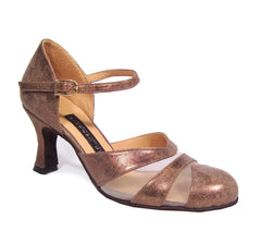 AN: Paseo Fresca: Brushed Bronze & Nude Mesh | 2.5" Palta | MED | Suede Sole | Limited Edition