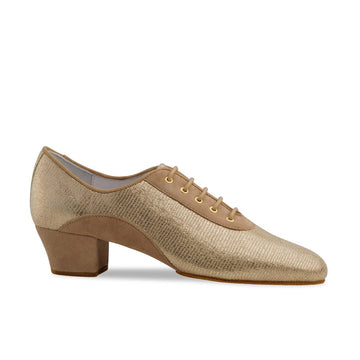 Anna Kern: Brienne | Gold Shimmer & Brown Suede | 1.5" Latin
