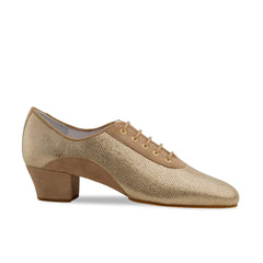 Anna Kern: Brienne | Gold Shimmer & Brown Suede | 1.5" Latin