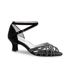 Anna Kern: Clementia | Black Suede & Rhinestones | 2.0" Flare | MED | Suede Sole