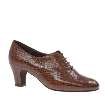 Diamant: Eleanor: Brown /Patent Croco Leather | 2.25" Libre Heel  | MED | Suede Sole