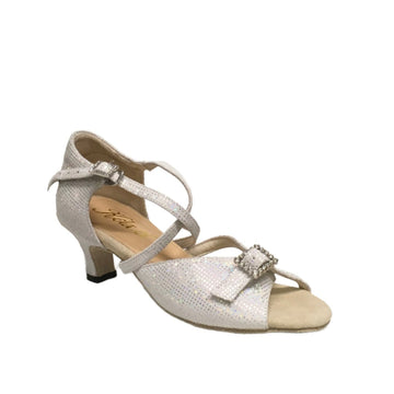 Kelaci: Ziba CB: Silver Multi Shimmer | 1.5" Latin | DOUBLE SOLE | ADJUSTABLE WIDTH