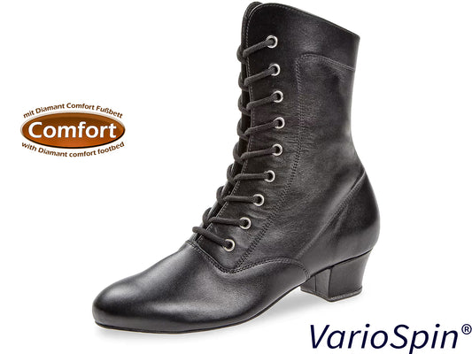 Diamant: Bette: Black Leather | 1.5" Latin Heel  | MED | Resin Sole (Variospin)