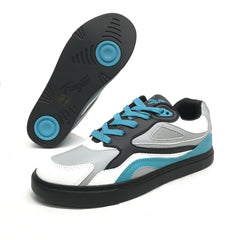 Fuego: Low-Top Dance Sneaker | BDash Black White & Blue | MED | Flat Full Rubber Sole | VEGAN