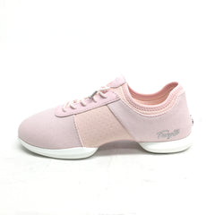 Fuego: Split Sole Dance Sneaker | Pink Fabric & Neoprene | MED | Flat Split Rubber Sole | VEGAN