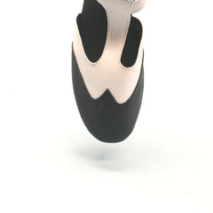 STEPHANIE: Lindsey Black & White Leather | .5" Block Heel | MED | Suede Sole