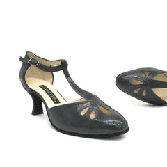 AN: La Rubia: Various Textured Black Leathers | 2.0" Paloma | MED | Suede Sole | Limited Edition