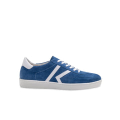 Werner Kern: Kronos: Light Denim Suede & White Leather | Flat | Rubber Full Sole | Med/Wide