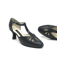 AN: La Rubia: Various Textured Black Leathers | 2.0" Paloma | MED | Suede Sole | Limited Edition