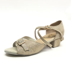 Kelaci: Ziba CB: Gold Multi Shimmer | 1.5" Latin | DOUBLE SOLE | ADJUSTABLE