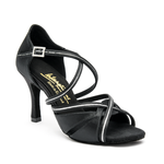 International: Mia Wrap-Strap | CARNIVORE: Black Satin with Silver Sequins | Medium | 3.0" IDS