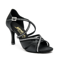 International: Mia Wrap-Strap | CARNIVORE: Black Satin with Silver Sequins | Medium | 3.0" IDS