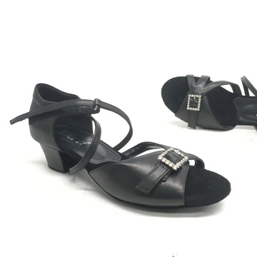 Kelaci: Ziba CB: Black Leather | 1.5" Latin | DOUBLE SOLE | ADJUSTABLE WIDTH