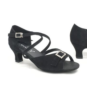 Kelaci: Ziba CB: Black Suede | 2.0" Encino Heel | DOUBLE SOLE | ADJUSTABLE WIDTH