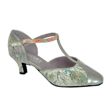 MERLET: Adicia Silver Patent Mosaic | 2.0" Petite Heel