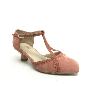 MERLET: Chantal - Coral Suede & Pebblestone | 1.75" Baroque | MED