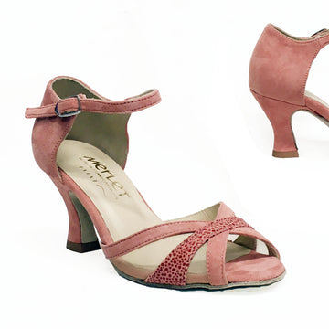 MERLET: Josephine - Coral Suede & Pebblestone | 2.5" Baroque Flare