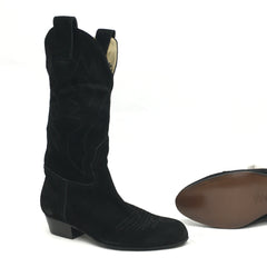 Paoul: Cavalcante Boot TINA: Midnite Suede | 1.5" C | MED | Hard Leather Sole | External Boot Pulls