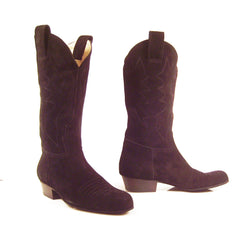 Paoul: Cavalcante Country Western Boot: Midnite Suede | 1.5" C | MED | Suede Sole | External Boot Pulls