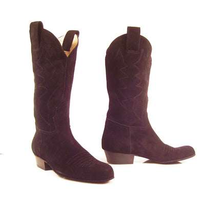 Paoul: Cavalcante Country Western Boot: Midnite Suede | 1.5" C | MED | Suede Sole | External Boot Pulls