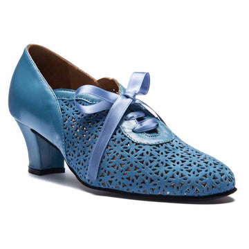 Rumpf: Beguine the Beguile | Blue Doily Suede & Leather | 2" Stet | MED | Suede Sole