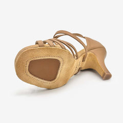 SoDanca: Lacey Latin Grip | Medium/Wide | Caramel Leather | 2.75" Slim