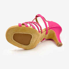 SoDanca: Lacey Latin Grip | Medium/Wide | Hot Pink Faux Leather | 2.75" Slim