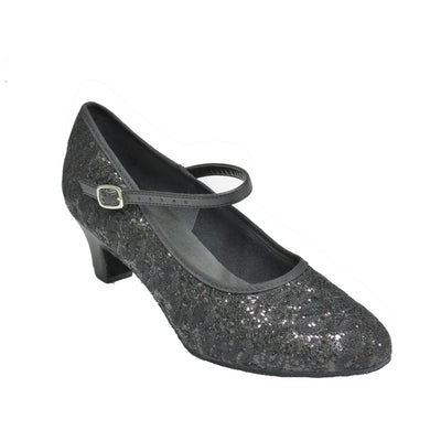 SoDanca: Rio: Black Sparkle | 1.5" Shaped | MED