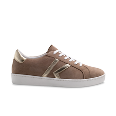 Werner Kern: Kronos: Brown Suede & Gold Leather | Flat | Rubber Full Sole | Med/Wide