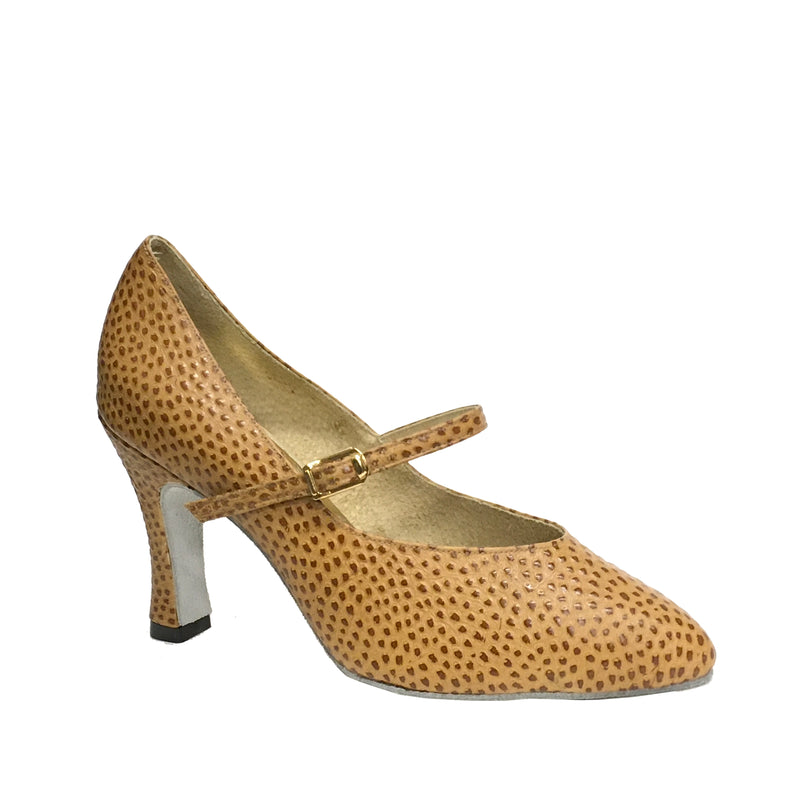 WTD: 230 Touring Co: Mary Lynn Pump: Tan Leostrich | 3.0" Sunset | MED | Suede Sole | Limited Edition