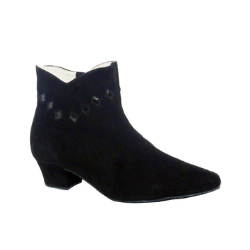 Anna Kern: Sample Bootie w/ Diamond Shaped Details | Midnite Suede | 1.5" Latin | MED | Suede Sole