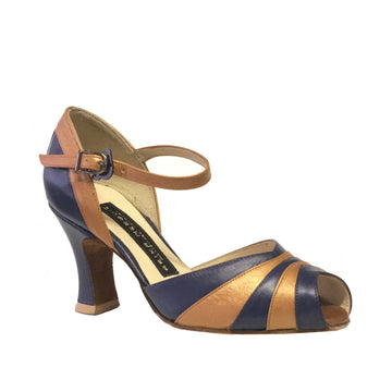 AN: Corrido (Hook Buckle): Painted Navy & Bronze | 3.0" 1940s | MED | Dancer's Rubber | Limited Edition