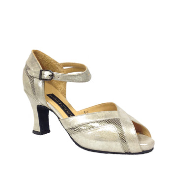 AN: Eladia Mistica: Brushed Silver & Viper | 3.0" 1940s | MED | Suede Sole | Limited Edition