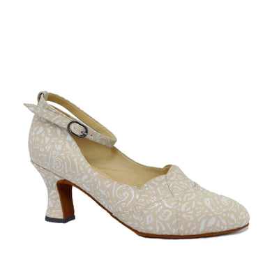 AN: Petalo: Cream Floral Embossed | 2.5" Famosa | MED | Suede Sole | Limited Edition