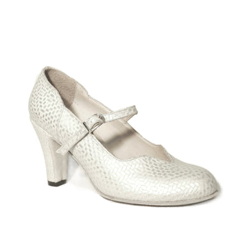 AN: Serafina Fresca: Silver Basketweave | 3.0" Torrito | MED | Suede Sole | Limited Edition