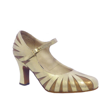 AN: Tigrita: Brushed Gold & Bronze | 3.0" 1940s | MED | Suede Sole | Limited Edition