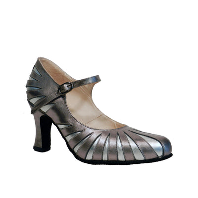 AN: Tigrita: Pure Pewter & Silver | 3.0" 1940s | MED | Suede Sole | Limited Edition