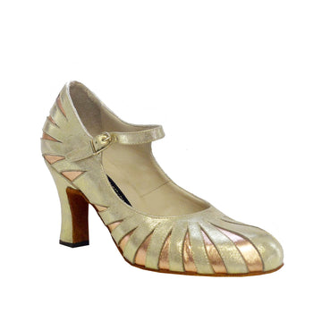 AN: Tigrita Fresca: Brushed Gold & Iced Peach | 3.0" 1940s | MED | Suede Sole | Limited Edition