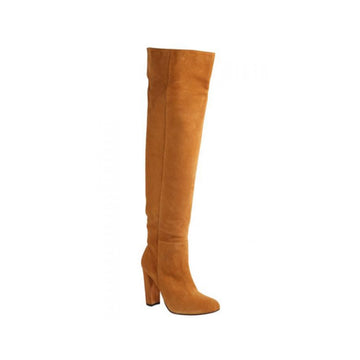 CK London: Chantelle Thigh High: Tan Suede | 4.0" Avenue | MED | HARDSOLE