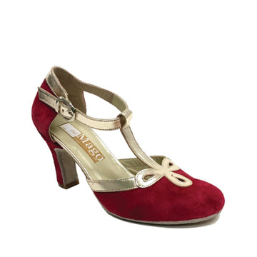 DelMago 2.0 Theatrical Shoes: Celtic Wand: Strawberry & Gold | 3.0" Glamour  | MED | Suede Sole | Limited Edition