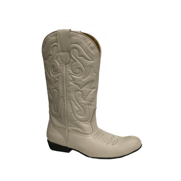 DelMago 2.0 Theatrical Boots: Cowboy Boot: Beige Leather | 1.2" Forte | MED | Suede Sole