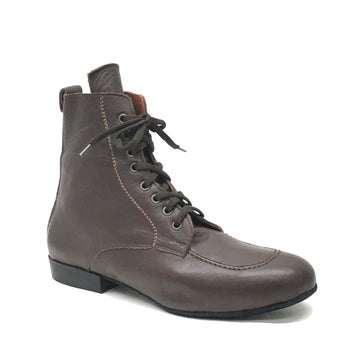 DelMago 2.0 Theatrical Boots: Raiders Boot v1 (Eyelets Only): Dark Chocolate Brown Leather | 1.25" Tapered Ultralite | MED | Suede Sole